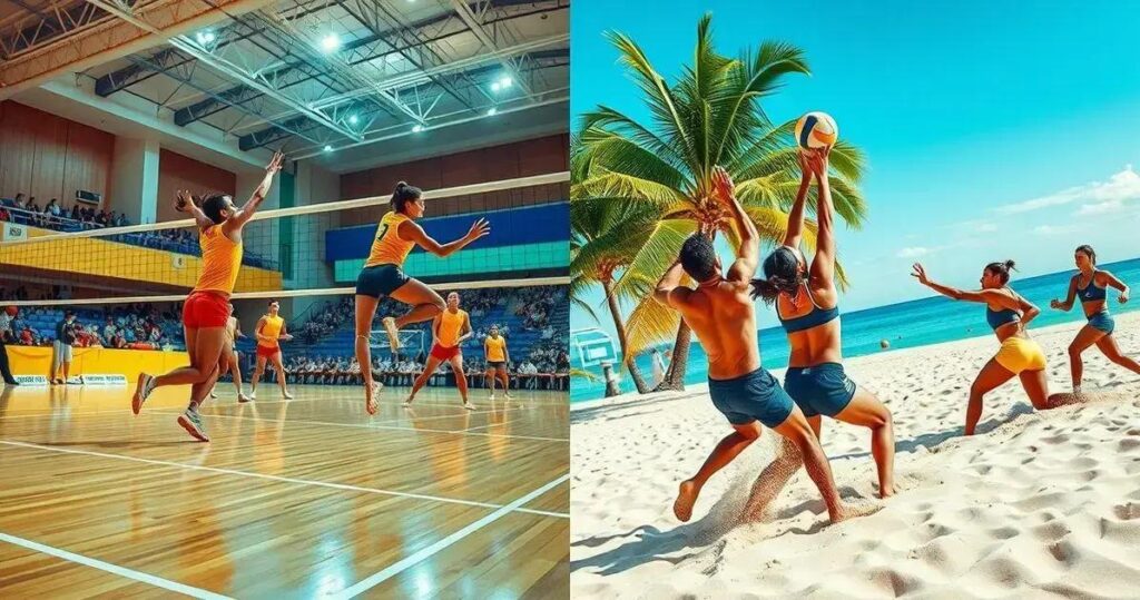 diferença vôlei de quadra e vôlei de praia