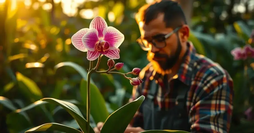 orquídea com folhas enrugadas